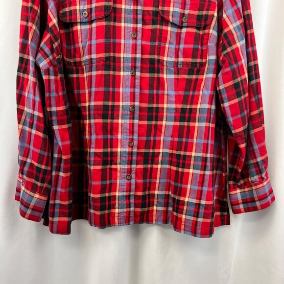 Crazy Horse Women’s Plaid Button Up Top Long Sleeve Red/Multi Size 2 - Picture 5 of 8